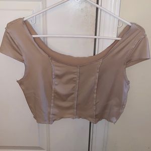 Tan Cropped Top W/ Seams